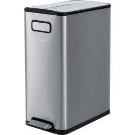 Global Industrial 641593SS Global Industrial™ Rectangular Step On Trash Can, 12 Gallon, Brushed Stainless Steel image.