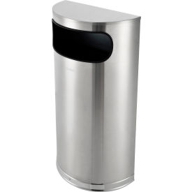 Global Industrial 641594SS Global Industrial™ Half Round Side Open Trash Can, 9 Gallon, Matte Stainless Steel image.