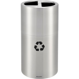 Global Industrial Round Multi-Stream Recycling Can, 25 Gallon Total, Satin Aluminum