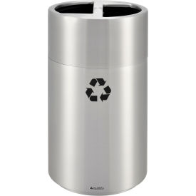 Global Industrial 641602 Global Industrial™ Round Multi-Stream Recycling Can, 31 Gallon Total, Satin Aluminum image.