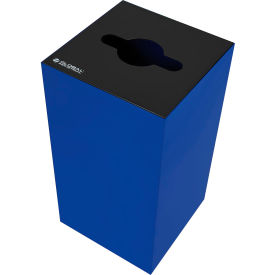 Global Industrial 641615RBL Global Industrial™ Square Recycling Can with Mixed Recycling Lid, 32 Gallon, Blue image.