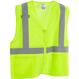 Global Industrial™ Class 2 Hi-Vis Safety Vest 2 Pockets Mesh Lime S/M