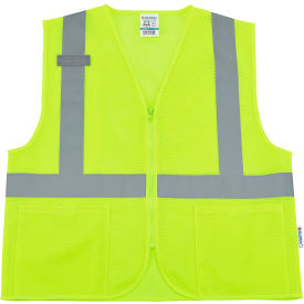 Global Industrial™ Class 2 Hi-Vis Safety Vest 2 Pockets Mesh Lime L/XL