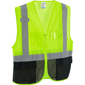 Global Industrial™ Class 2 Hi-Vis Safety Vest 3 Pockets Mesh Lime/Black L/XL