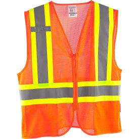 Global Industrial™ Class 2 Hi-Vis Safety Vest 2 Pockets Two-Tone Mesh Orange L/XL