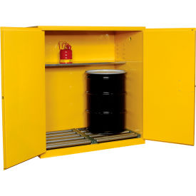 Global Industrial 649135 Global Industrial™ Drum Storage Cabinet Double Door Manual Close Vertical, 59"W x 34"D x 65"H image.