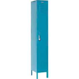 Global Industrial 652172BL Global Industrial™ Paramount® 1-Tier 1 Door Locker, 15"W x 18"D x 78"H, Blue, Assembled image.