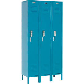 Global Industrial 652061BLDL Global Industrial™ 1-Tier 3 Door Digital Locker, 36"W x 12"D x 66"H, Blue, Assembled image.