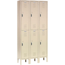 Global Industrial™ Paramount® 2-Tier 6 Door Locker 36""W x 12""D x 78""H Tan Unassembled