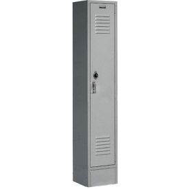 Global Industrial 652164GY Global Industrial™ Paramount® 1-Tier 1 Door Locker, 12"W x 18"D x 66"H, Gray, Assembled image.