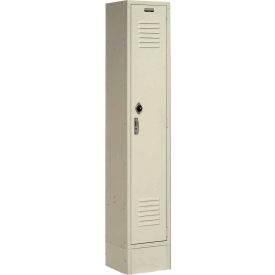 Global Industrial 652164TN Global Industrial™ Paramount® 1-Tier 1 Door Locker, 12"W x 18"D x 66"H, Tan, Assembled image.