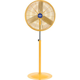 Global Industrial 652299Y Global Industrial™ 30" Deluxe Oscillating Pedestal Fan, 3 Speed, 10000 CFM, 320W, 1/2HP, Yellow image.