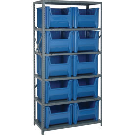 Quantum QSBU-800 Shelving With 10 Giant Hopper Bins Blue 36x18x75