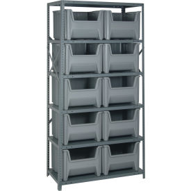 Quantum QSBU-800 Shelving With 10 Giant Hopper Bins Gray 36x18x75
