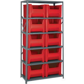 Quantum QSBU-800 Shelving With 10 Giant Hopper Bins Red 36x18x75