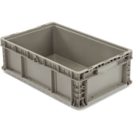 Global Industrial 652745 Global Industrial™ Stackable Straight Wall Container, Solid, 24"Lx15"Wx7-1/2"H, Gray image.