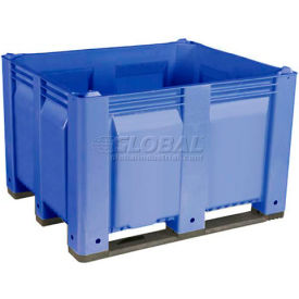 Decade® Solid Wall Pallet Container Long Side Runners 48"L x 40"W x 31"H 1500 lb Cap Blue 