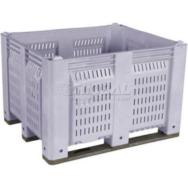Decade Products Llc M022000-104 Decade M40PGY2 Pallet Container Vented Wall 48x40x31 Long Side Runners Gray 1500 Lb Capacity image.