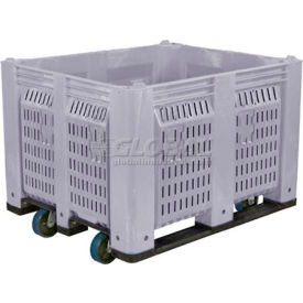 Decade Products Llc C0220C1-104 Decade C40PGY1-C1 Pallet Container Vented Wall W/ 6inch Casters 48x40x31 Gray 1500 Pounds Capacity image.