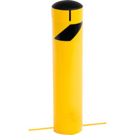 Global Industrial 652898G Global Industrial™ Steel Bollard W/Removable Plastic Cap & Chain Slots For Underground 5.5x24 image.