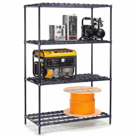 Global Industrial 653199 Nexel® 4 Shelf, Nexelon® Blue Heavy Duty Wire Shelving Unit, Starter, 24"W x 18"D x 74"H image.