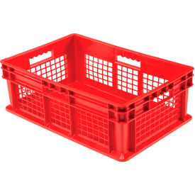 Global Industrial 662120RD Global Industrial™ Mesh Straight Wall Container, Solid Base, 23-3/4"Lx15-3/4"Wx8-1/4"H, Red image.