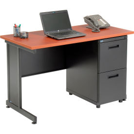 Global Industrial 670077CH Interion® Office Desk with 2 Drawers - 48" x 24" - Cherry image.