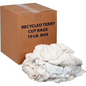 Global Industrial 670218 Global Industrial™ Premium Recycled White Cotton Terry Cut Rags, 10 Lb. Box  image.