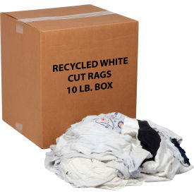 Global Industrial 670221 Global Industrial™ Recycled White Cut Rags, 10 Lb. Box  image.