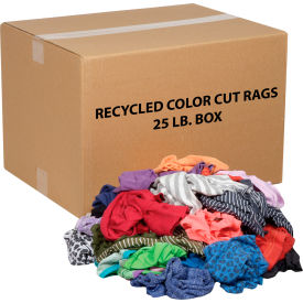Global Industrial 670225 Global Industrial™ Recycled Mixed Color Cut Rags, 25 Lb. Box  image.