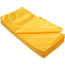 Global Industrial 670237 Global Industrial™ 266 GSM Microfiber Glass Cleaning Cloths, 16" x 16", Gold, 12 Cloths/Pack image.