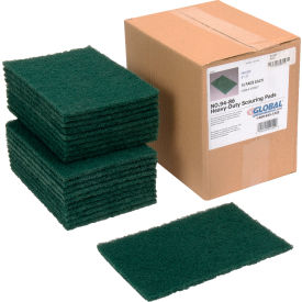 Global Industrial 670327 Global Industrial™ Heavy Duty Scouring Pads, Green, 6" x 9" - Case of 15 Pads image.
