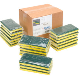Global Industrial 670329 Global Industrial™ Heavy Duty Scrub Sponge, Yellow/Green, 3.25" x 6.25" - Case of 20 Sponges image.