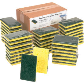 Global Industrial 670330 Global Industrial™ Resort Cut Scrub Sponge, Yellow/Green, 2.75" x 4" - Case of 40 Sponges image.