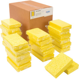 Global Industrial 670332 Global Industrial™ Cellulose Sponge, Yellow, 4.25" x 6.25" - Case of 24 Sponges image.