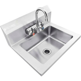 Global Industrial 670448 Global Industrial™ Stainless Steel Wall Mount Hand Sink W/Faucet & Strainer, 14"x10"x5" Deep image.