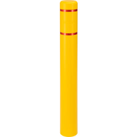 Global Industrial 670524YR Global Industrial™ Reflective Bollard Sleeve, 6" Dia. x 52"H, Yellow With Red Tape image.