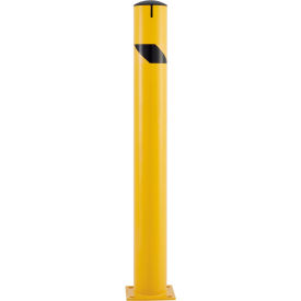Global Industrial 670534M Global Industrial™ Steel Bollard w/Chain Slots & Removable Cap, 5-1/2"Dia. x 48"H, Yellow image.