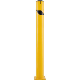 Global Industrial 670536M Global Industrial™ Steel Bollard w/Chain Slots & Removable Cap, 5-1/2"Dia. x 60"H, Yellow image.