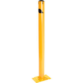 Global Industrial 670580 Global Industrial™ Steel Bollard with Base W/Removable Plastic Cap & Chain Slots, Yellow, 60H image.