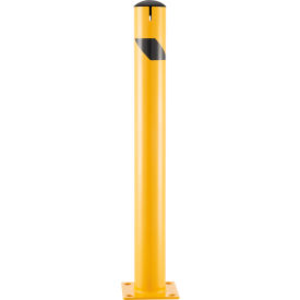 Global Industrial 670585 Global Industrial™ Steel Bollard w/Chain Slots & Removable Cap, 4-1/2"Dia. x 42"H, Yellow image.