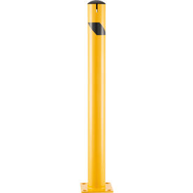 Global Industrial 670586 Global Industrial™ Steel Bollard w/Chain Slots & Removable Cap, 4-1/2"Dia. x 48"H, Yellow image.