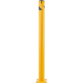 Global Industrial 670587 Global Industrial™ Steel Bollard w/Chain Slots & Removable Cap, 4-1/2"Dia. x 60"H, Yellow image.