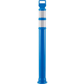 Global Industrial 670604 Global Industrial™ Portable Delineator Post w/ 3" Reflective Bands, 45"H, Blue image.