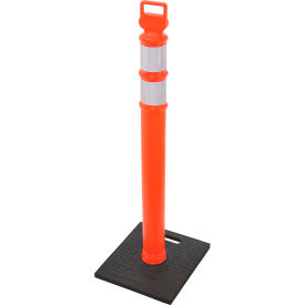 Global Industrial 670681 Global Industrial™ Portable Reflective Delineator Post with Square Base, 45"H, Orange image.