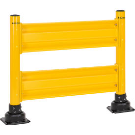 Global Industrial™ 4 Steel Guard Rail with 4"" Dia. Rebounding Bollards Yellow