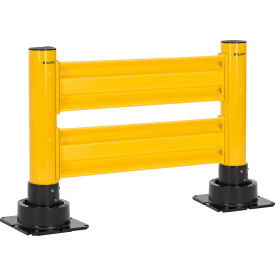 Global Industrial™ 4 Steel Guard Rail with 6"" Dia. Rebounding Bollards Yellow