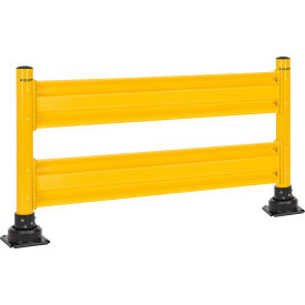 Global Industrial™ 6 Steel Guard Rail with 4"" Dia. Rebounding Bollards Yellow
