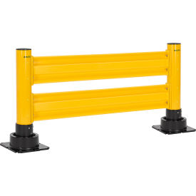 Global Industrial™ 6 Steel Guard Rail with 6"" Dia. Rebounding Bollards Yellow