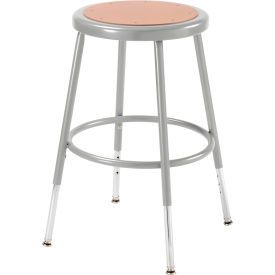 Global Industrial 688305 Interion® Steel Shop Stool with Hardboard Seat  Adjustable Height 19"-27" - Gray - Pack of 2 image.